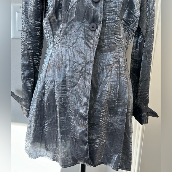 ✨VTG✨GANTOS BLOUSE BLAZER Silver Metallic Women Size Small 🪩 - Picture 4 of 16